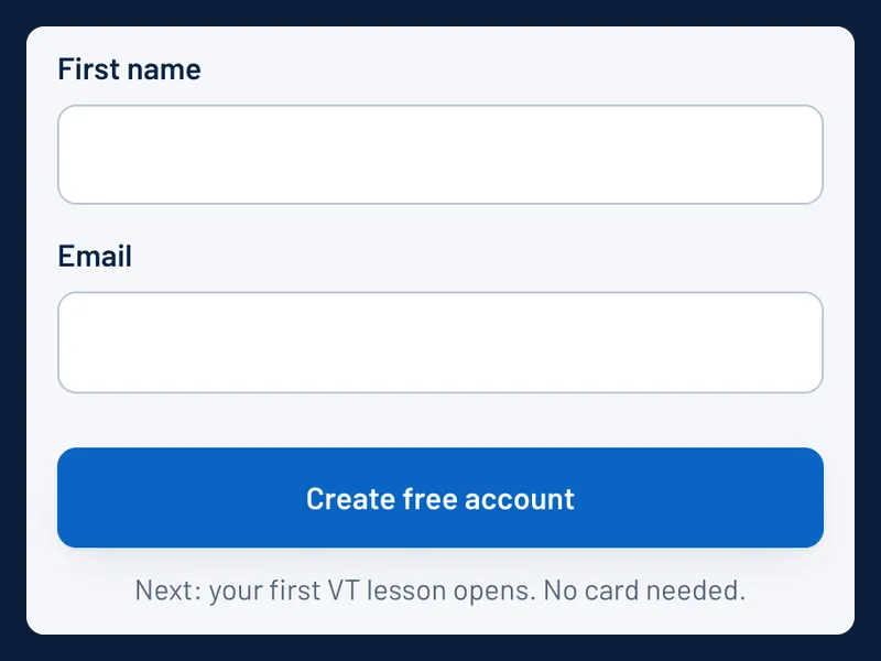 The Create free account button on the sign-up screen